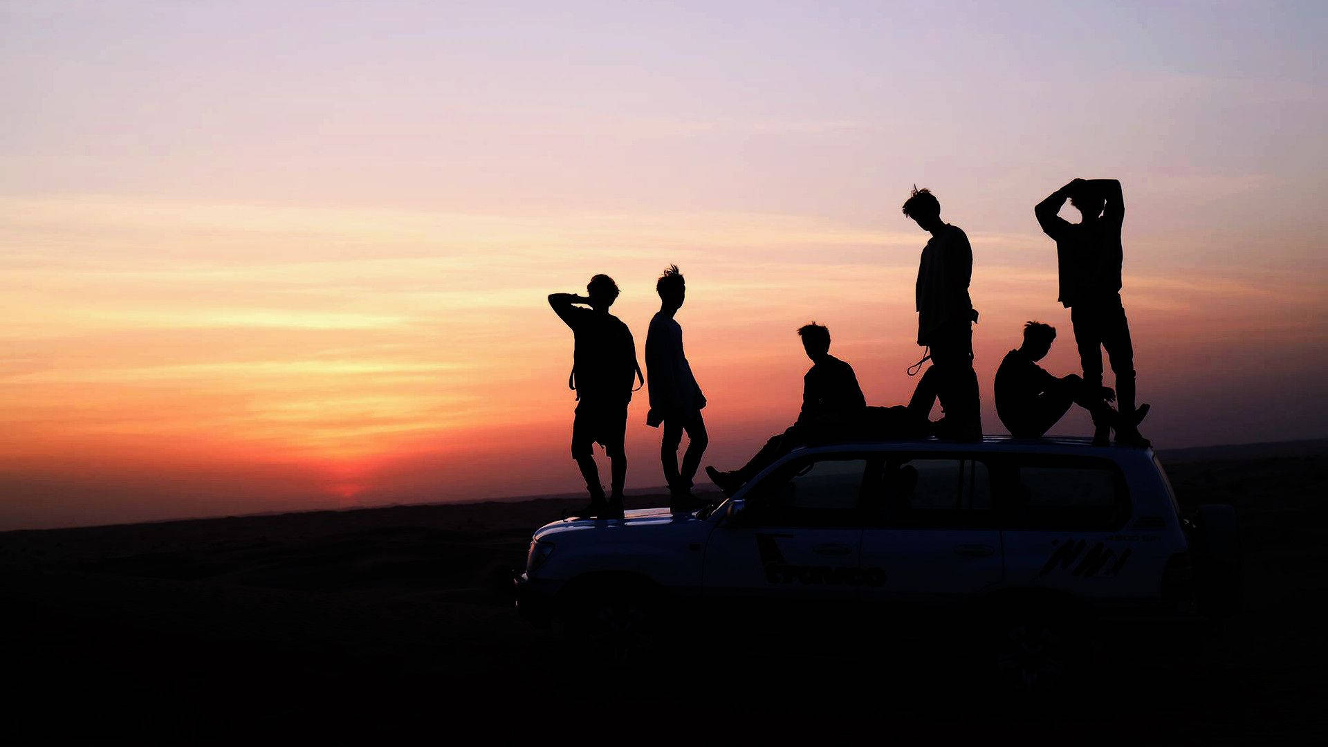 BTS-gruppebilde solnedgang Bakgrunner