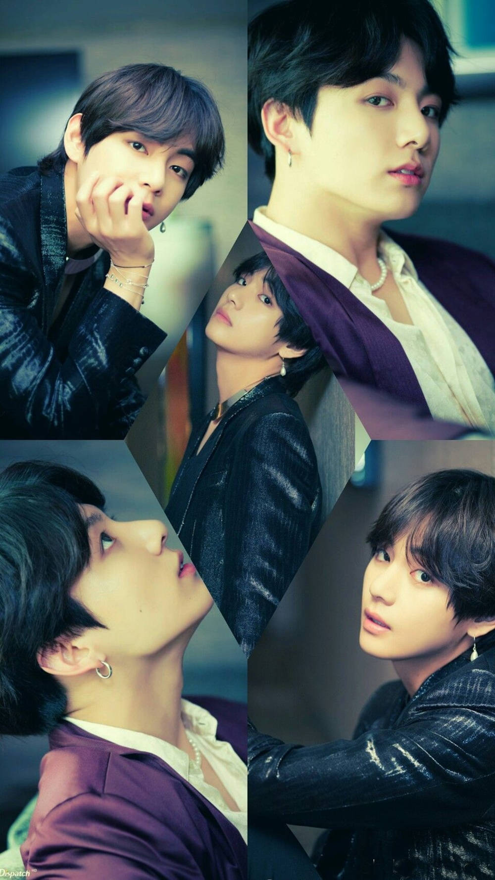 BTS JK og V Collage Kunst Bakgrunner