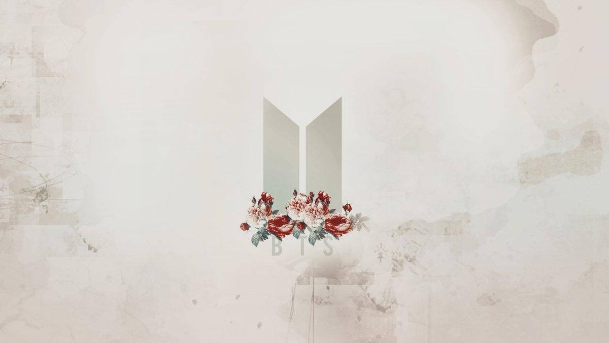 BTS-logo med blomster bærbar PC Bakgrunner