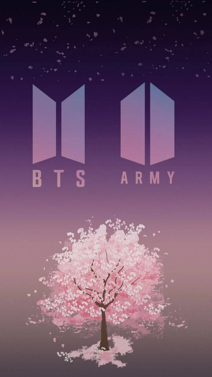 Bakgrunnsbilde med BTS og ARMY-logo