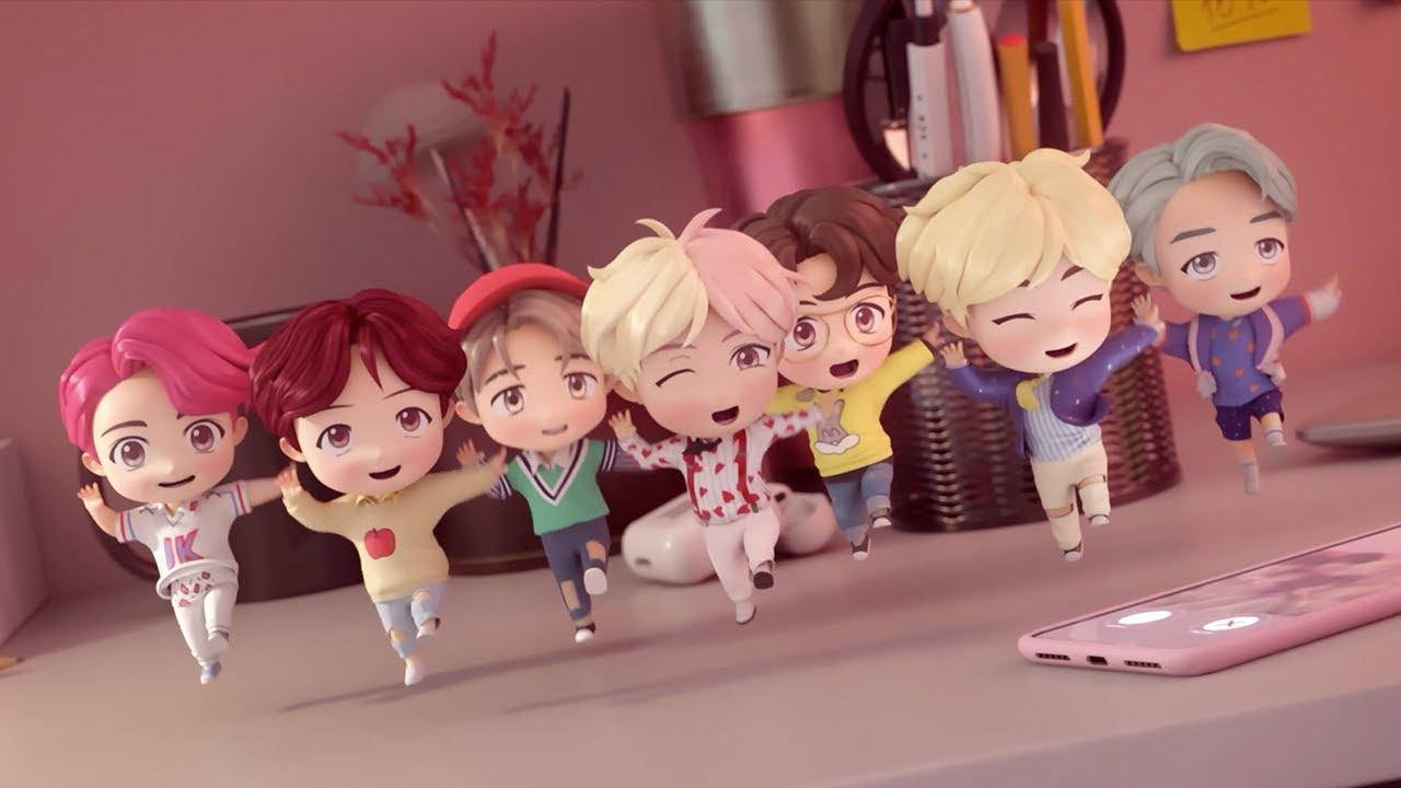 BTS TinyTAN-karakterer som danser på laptop Bakgrunner