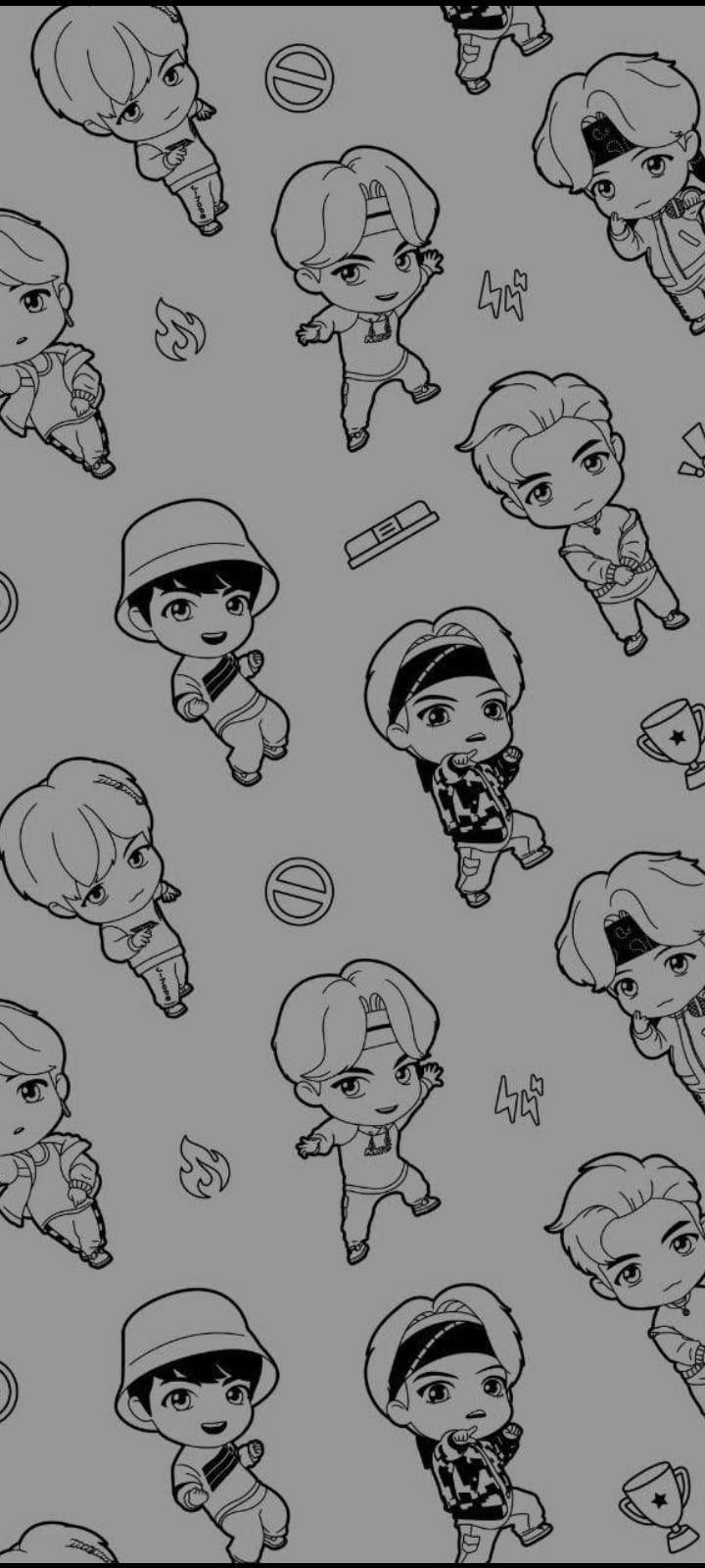 BTS Tinytan linjetegning Bakgrunner