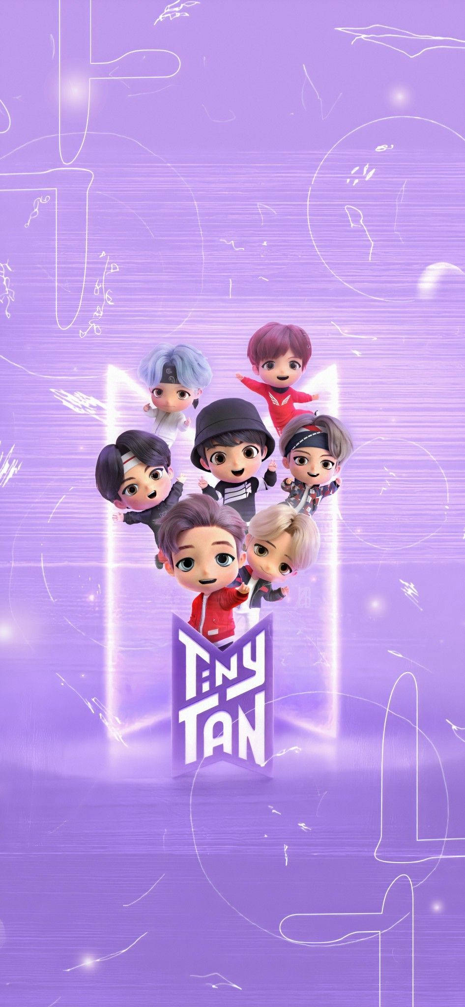 BTS Tinytan pastell lilla portrett Bakgrunner