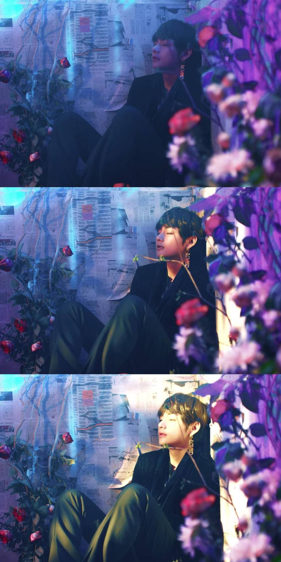 BTS V Blomstervegg Estetikk Bakgrunner