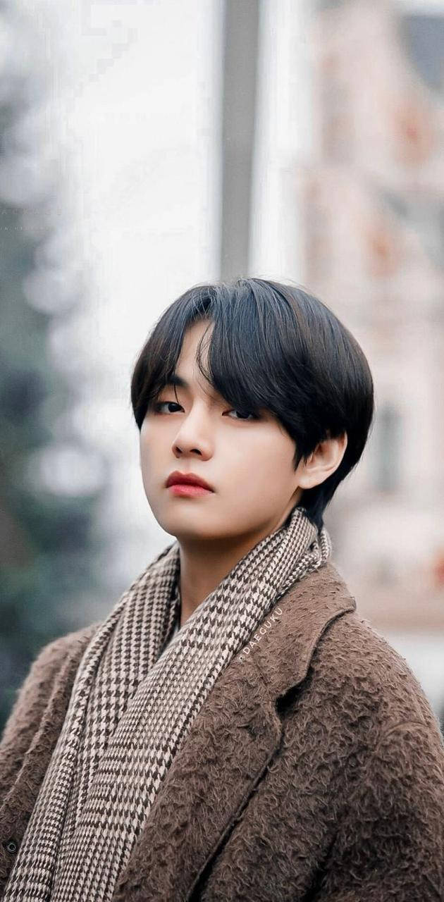 BTS V i brunt vinterantrekk Bakgrunner
