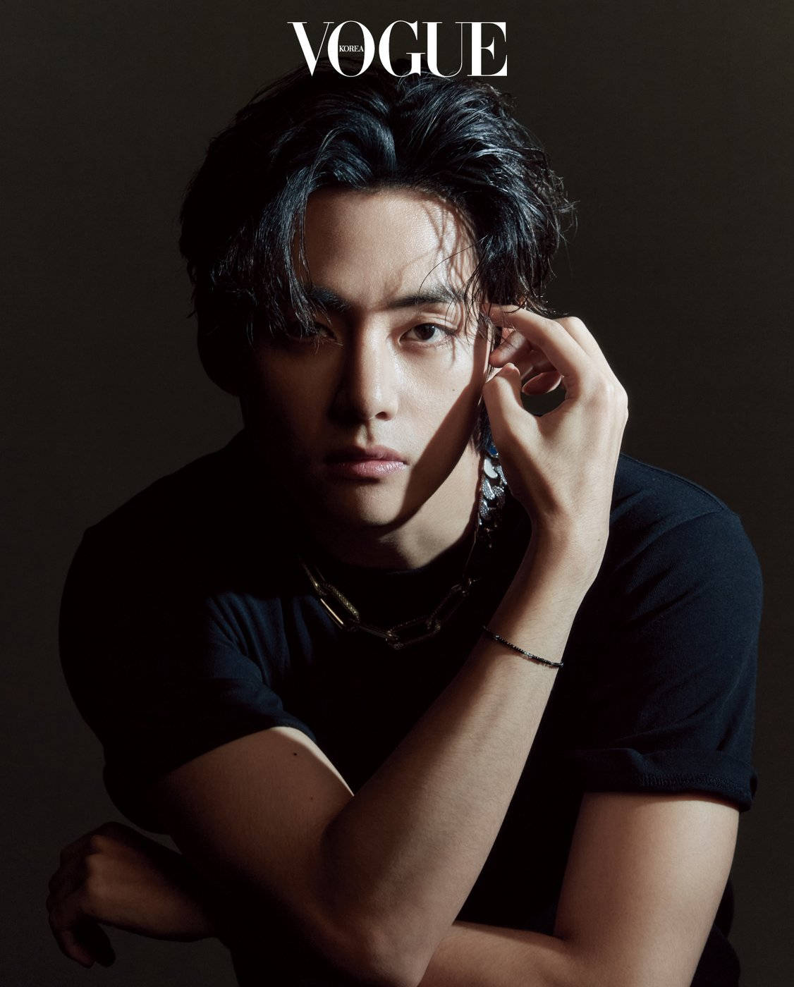 BTS V Vogue Svart Skjorte Bakgrunner