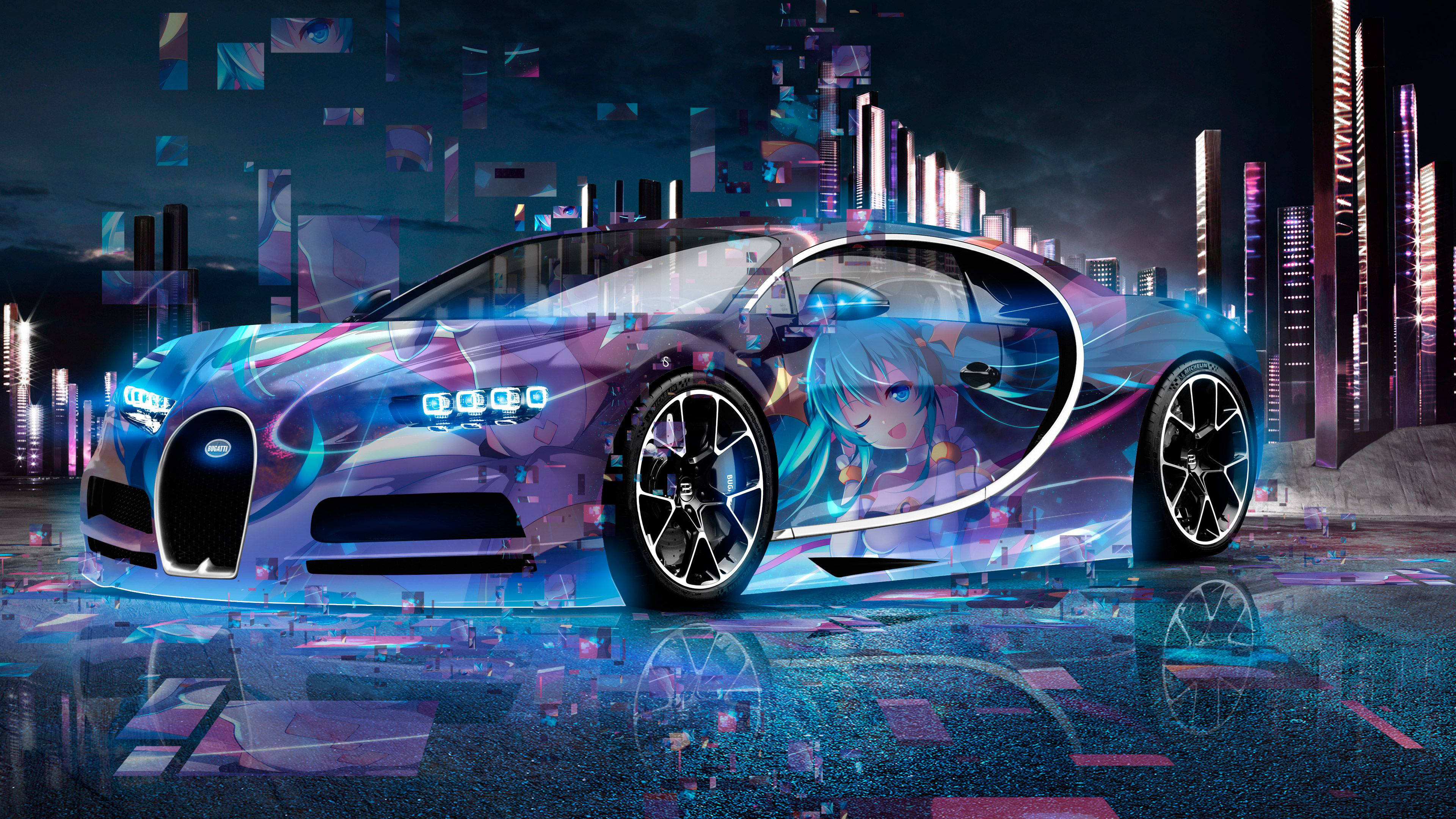 Bugatti Chiron Anime-bil Bakgrunner