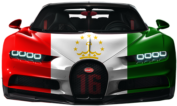 Bugatti Chiron med Tajikistans flaggdesign Bakgrunner
