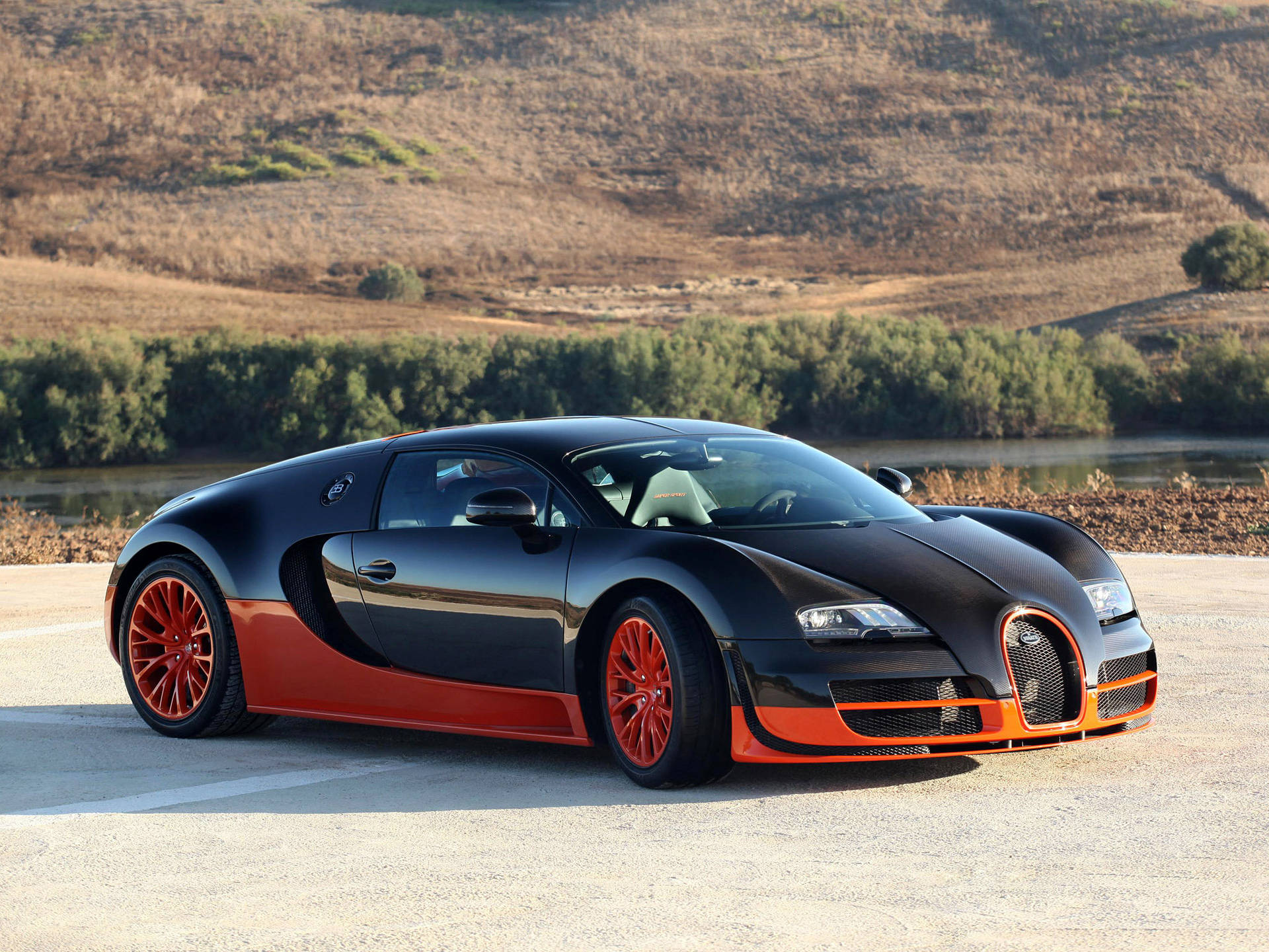 Bugatti Veyron Parkert Utendørs bakgrunnsbilde