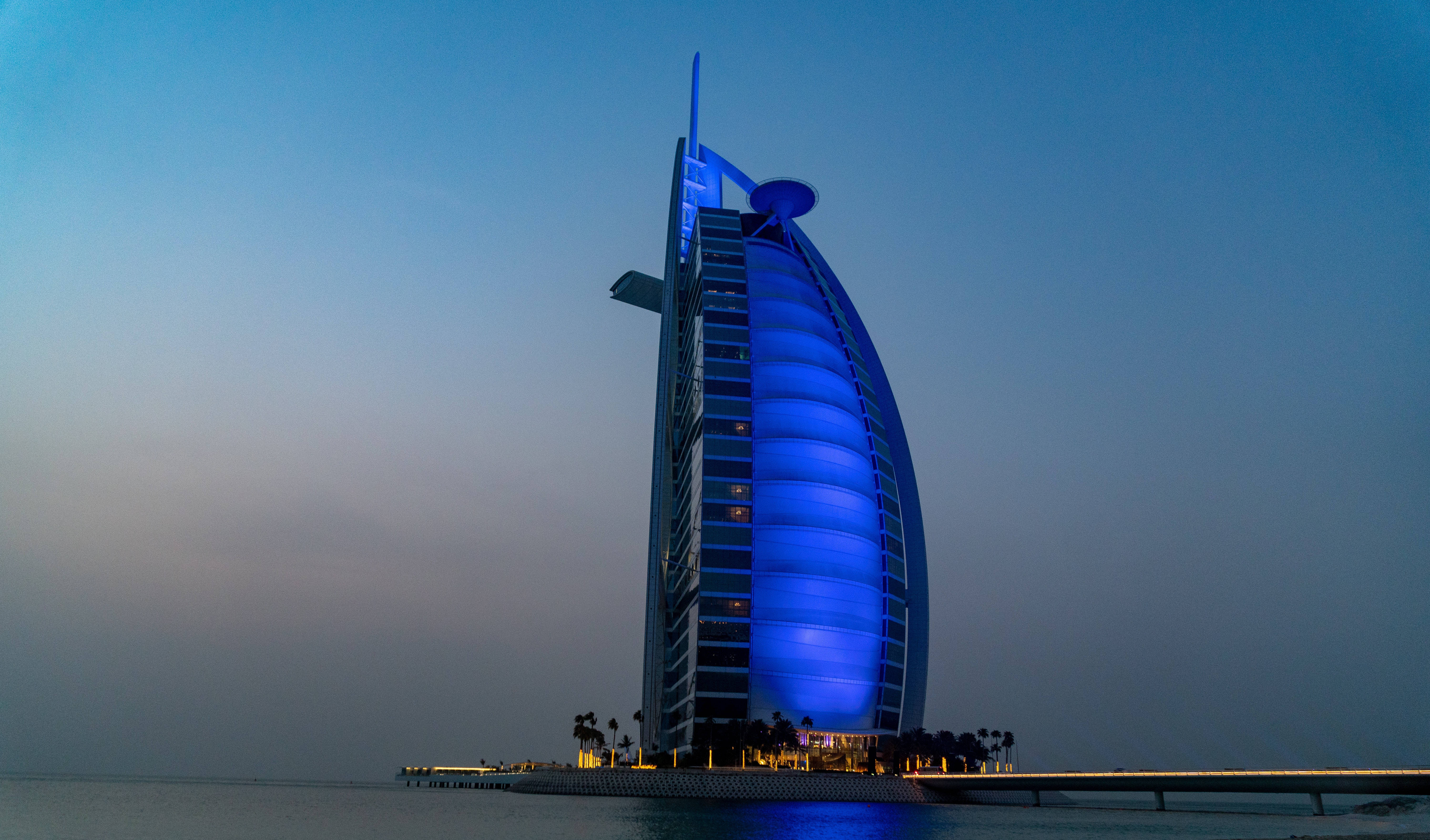 Burj Al Arab blå lys Bakgrunner