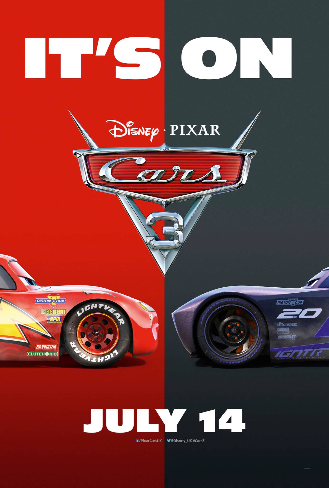 Cars 3 Plakat Lightning vs Jackson Bakgrunner