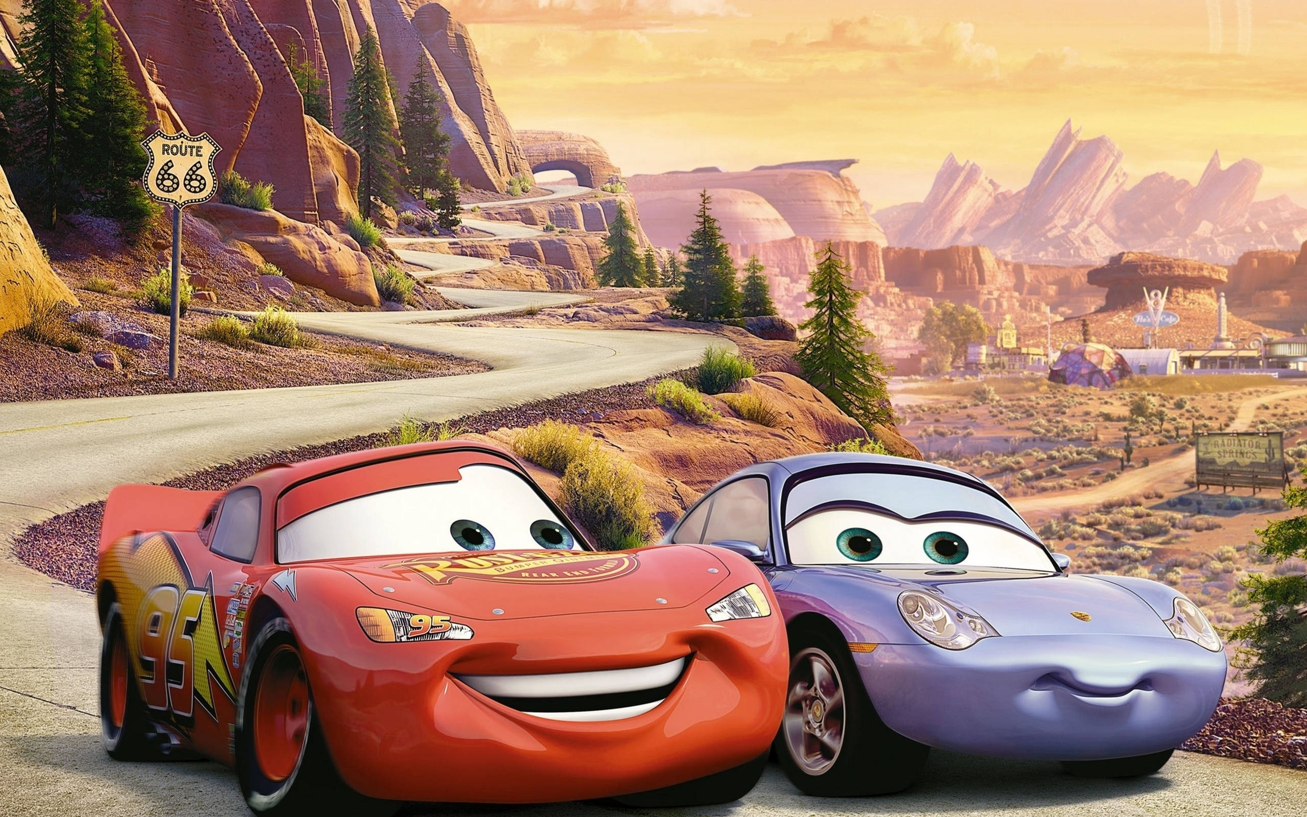 Cars Lightning McQueen og Rainie Bakgrunner