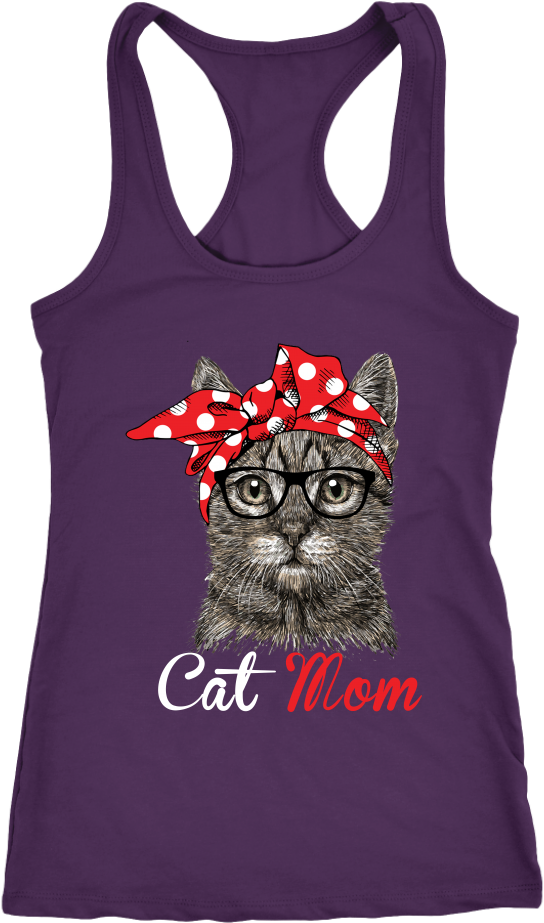Cat Mom Singlet med trykk Bakgrunner