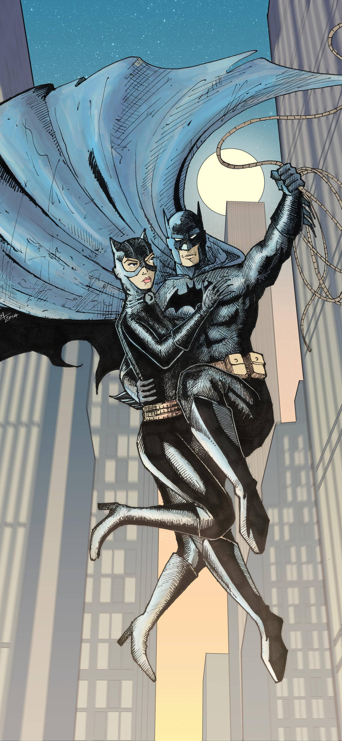 Catwoman Og Batman Flyr Bakgrunner