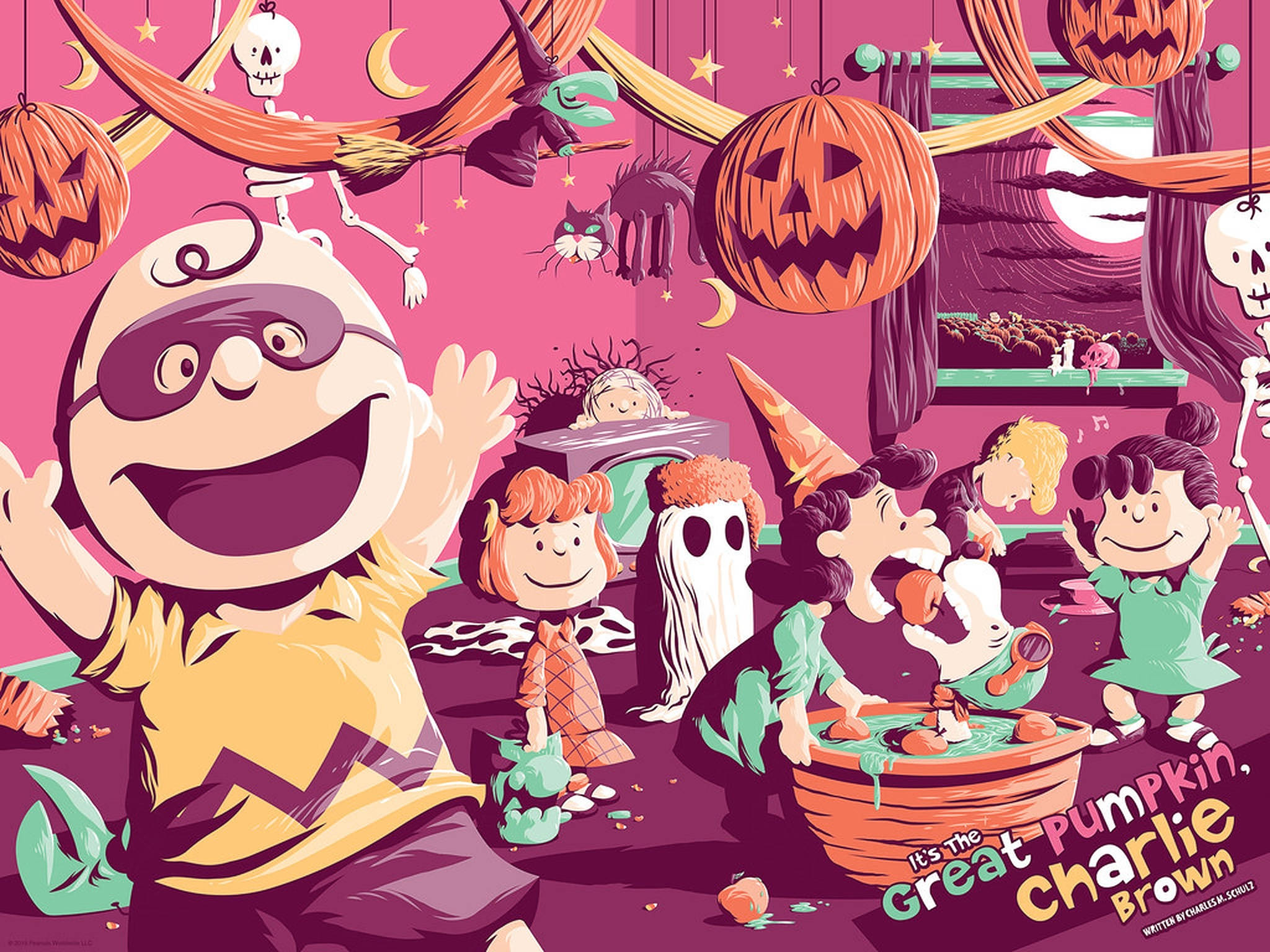 Charlie Brown rosa Halloween-fest Bakgrunner