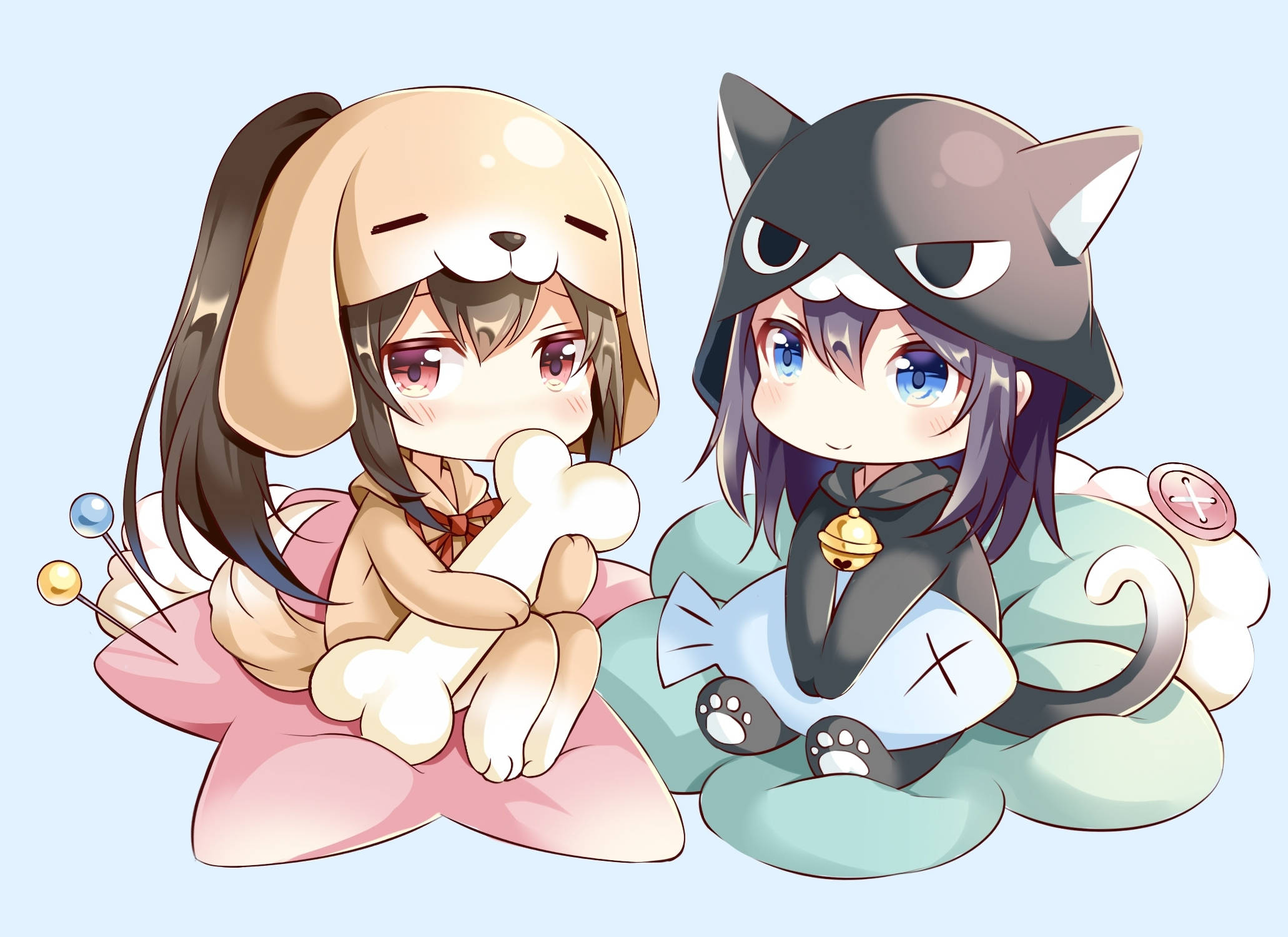 Chibi Anime-jente med hettegenser Bakgrunner