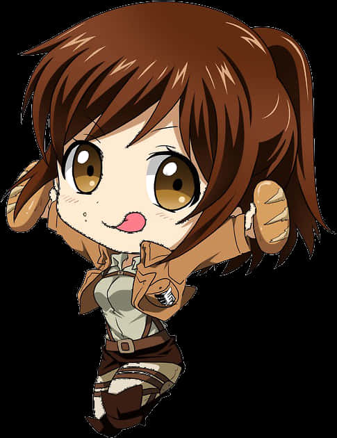 Chibi Anime Karakter Brunt Hår Bakgrunner