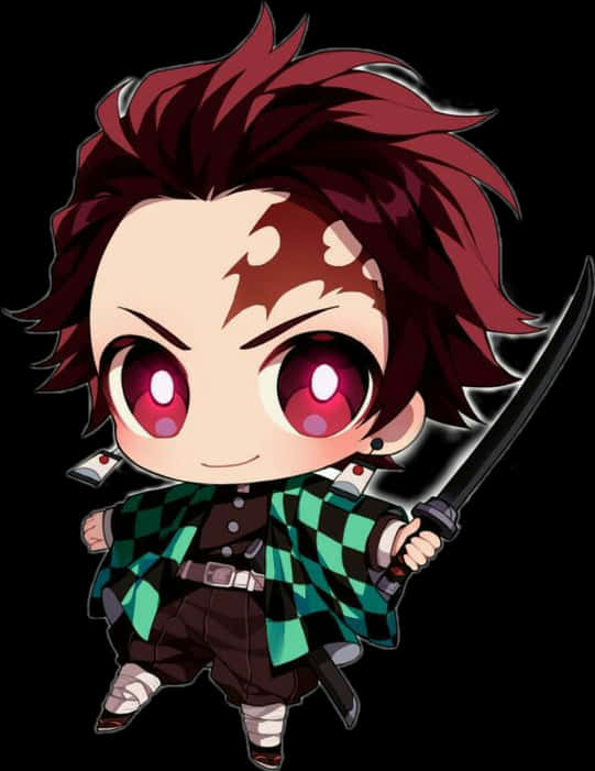 Chibi-animefigur med sverd Bakgrunner