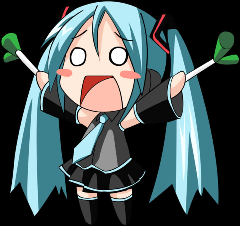 Chibi Hatsune Miku som heier vektor Bakgrunner