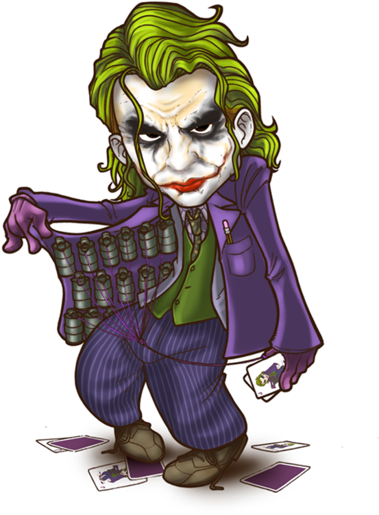 Chibi Joker med kort og granater Bakgrunner