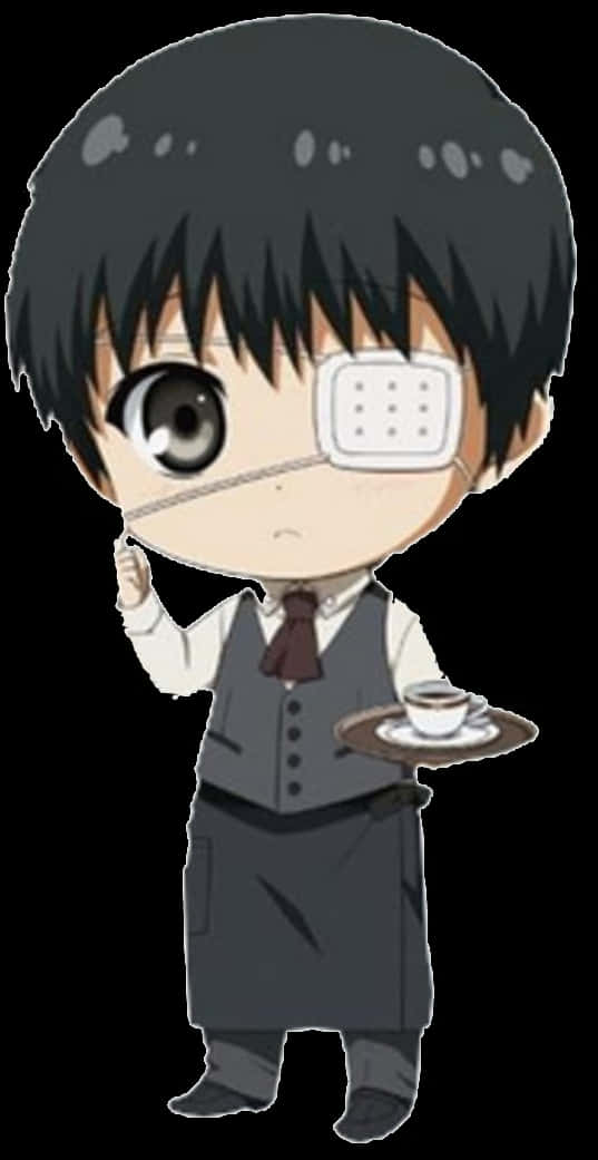 Chibi Kaneki som kelner illustrasjon Bakgrunner