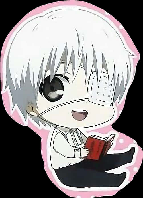 Chibi Kaneki som leser bok klistremerke Bakgrunner
