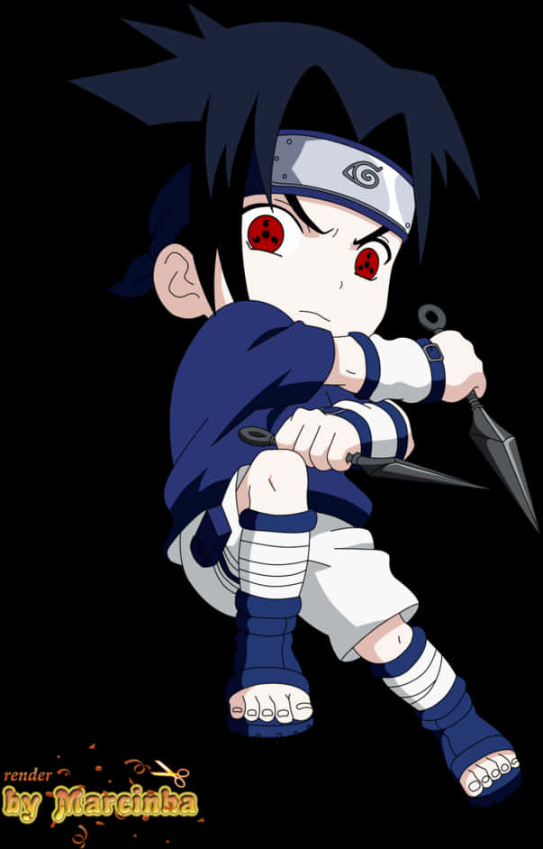 Chibi Sasuke Klar for Kamp Bakgrunner
