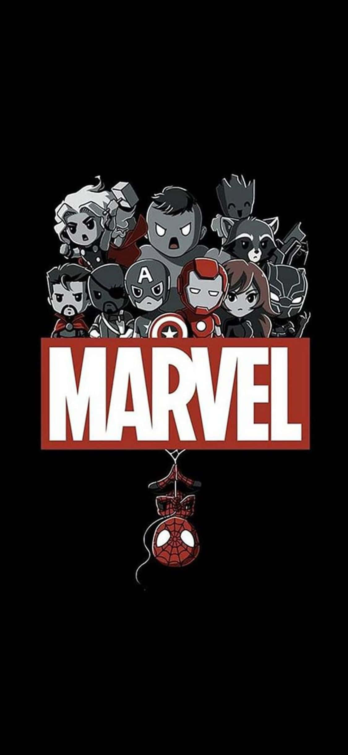 Chibi Superhelter iPhone XS Marvel Bakgrunn Bakgrunner
