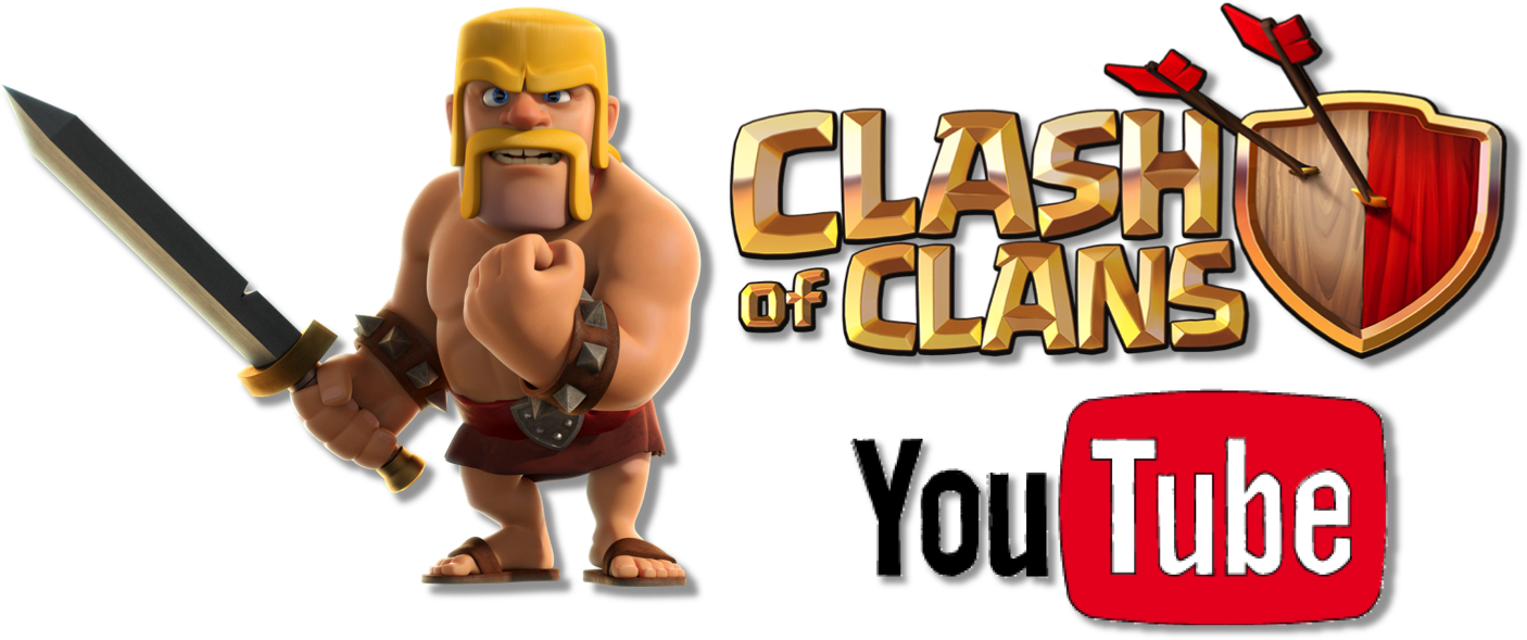Clash of Clans-logo med figur og YouTube-ikon Bakgrunner