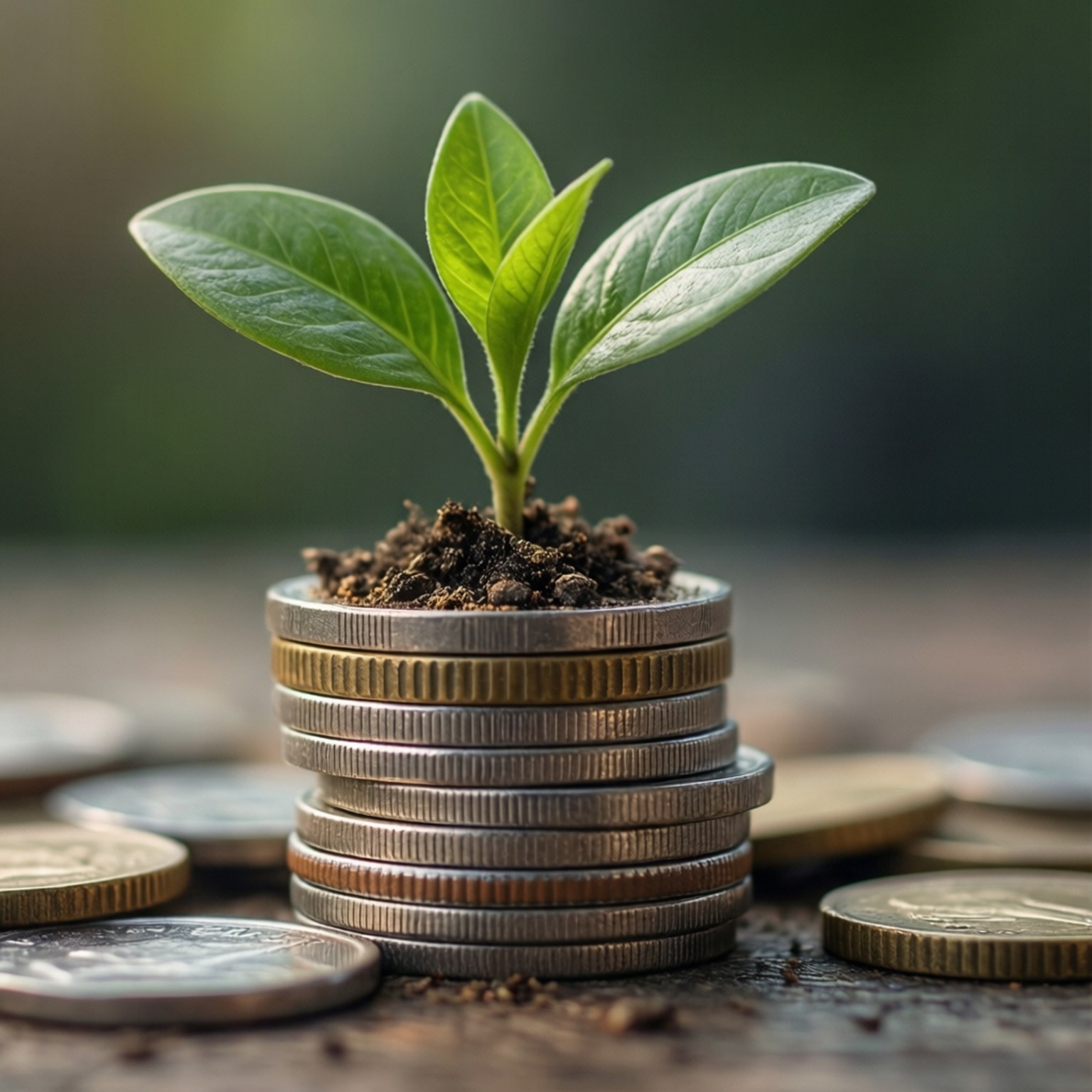 Coins and Plant Growth Bakgrunner