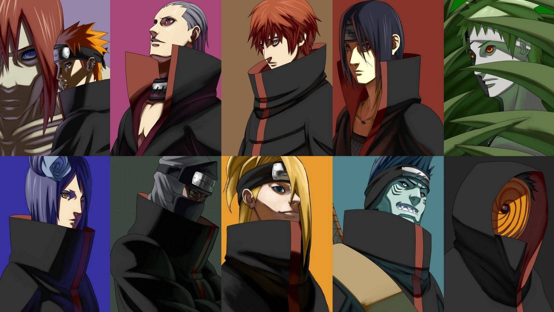 Collage av Akatsuki-medlemmer PC Bakgrunner