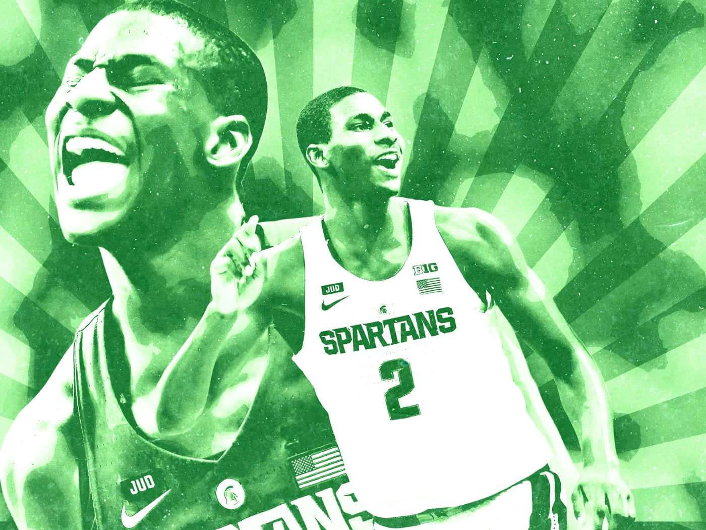 Collagegrafikk av Jaren Jackson Jr. Bakgrunner