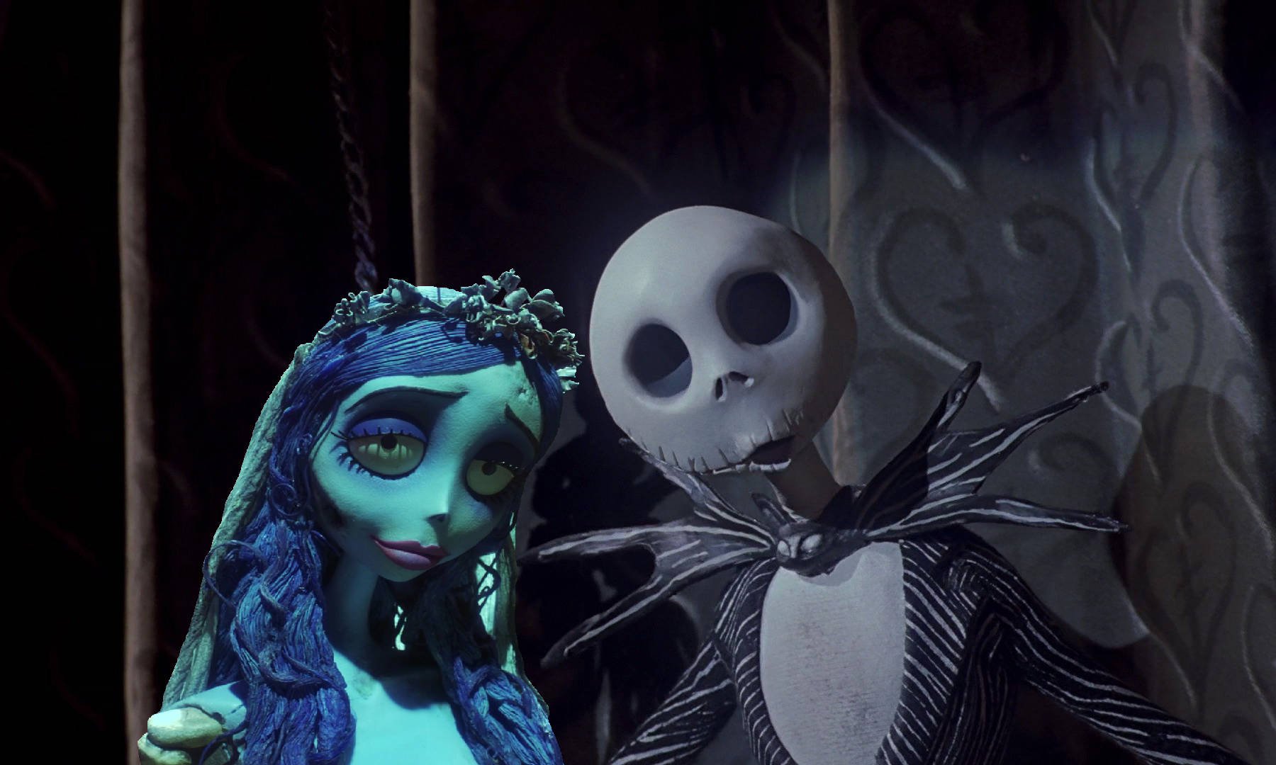 Corpse Bride og Jack Skellington — Mørk estetikk GIF Bakgrunner
