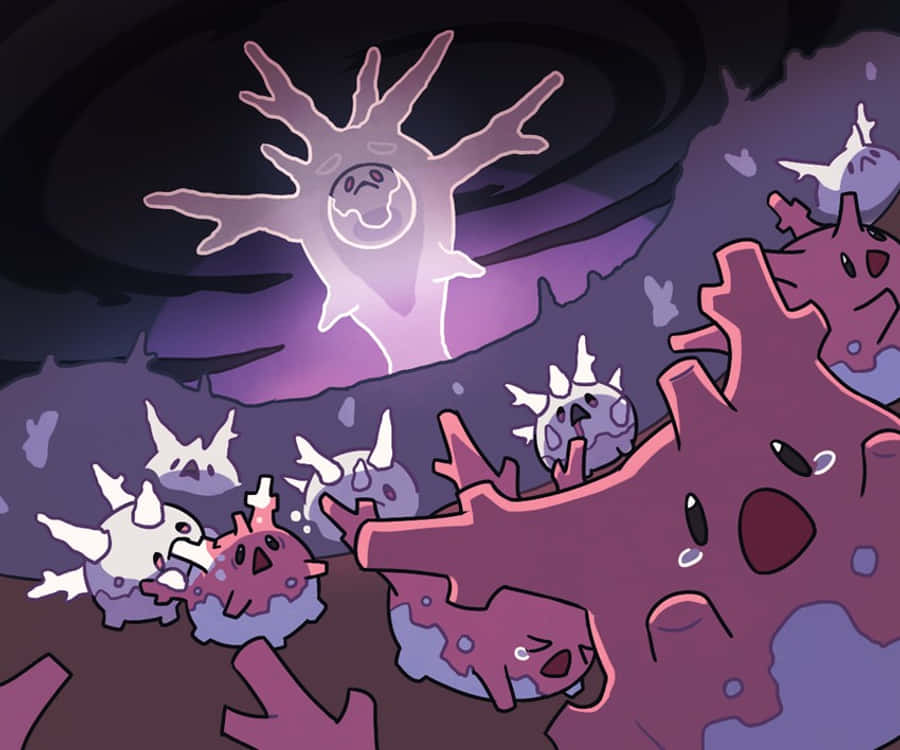 Corsola som løper fra Cursola Bakgrunner