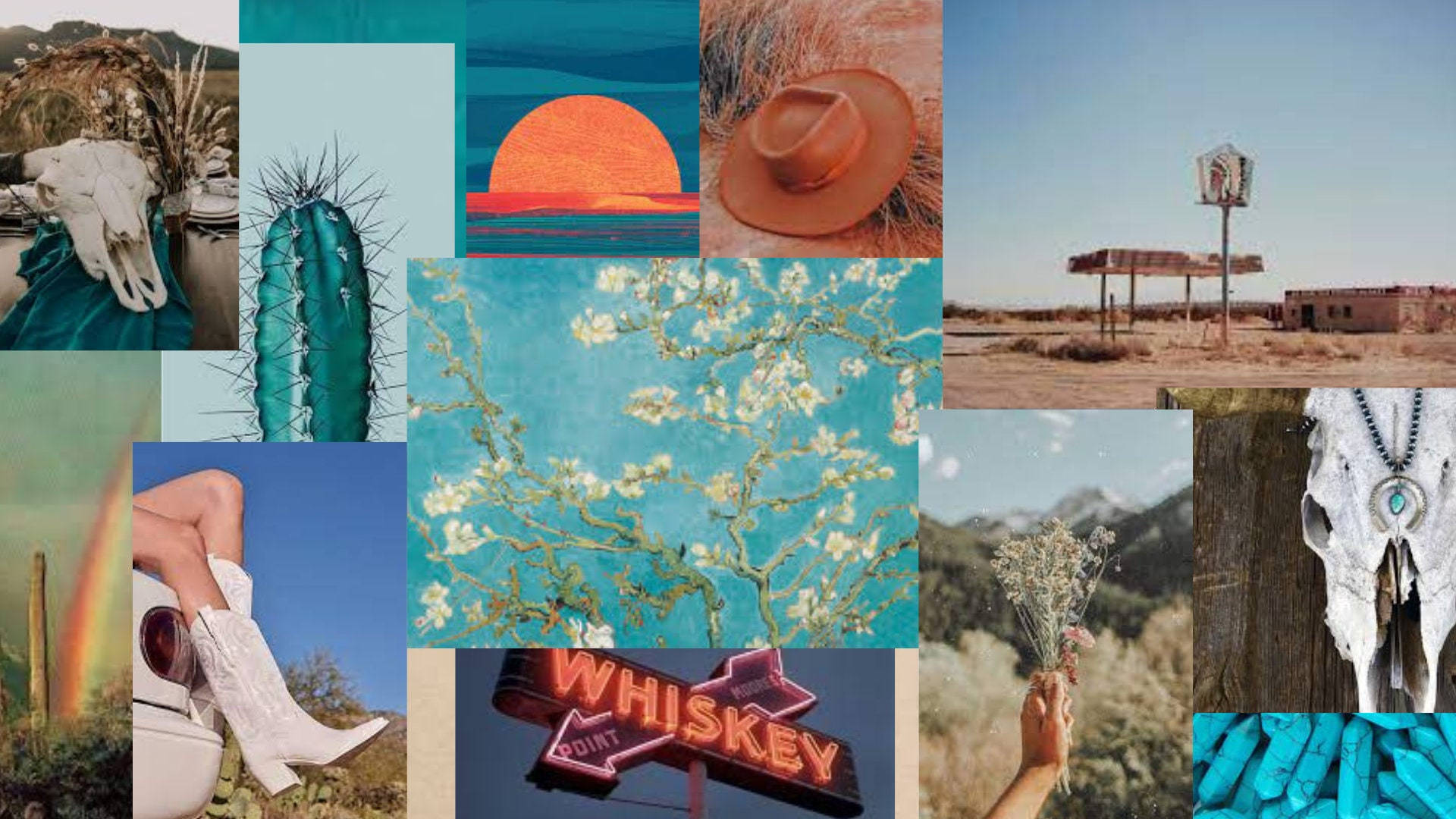 Country Western Collage Whisky Bakgrunner