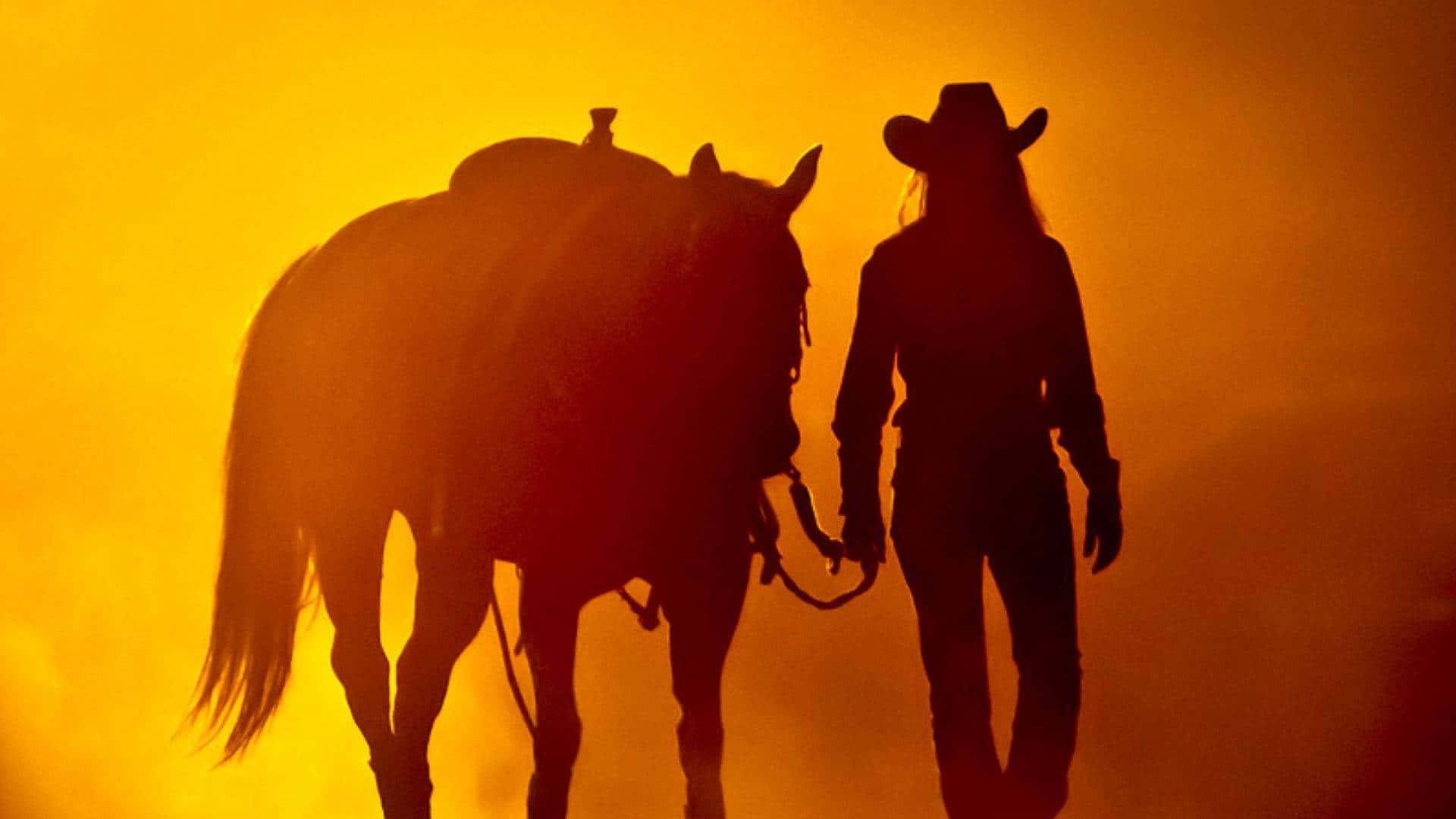 Cowgirl-estetisk kvinne med en hest Bakgrunner