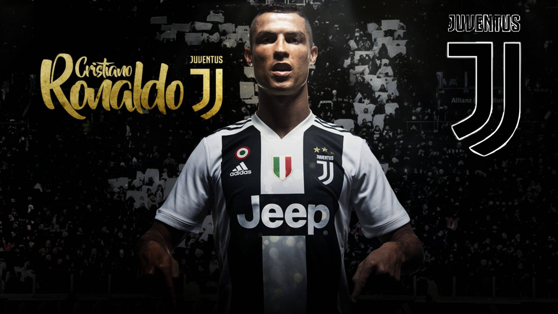 Cristiano Ronaldo i hjemmedrakten klar for å entre banen som del av den mektige Juventus-troppen Bakgrunner
