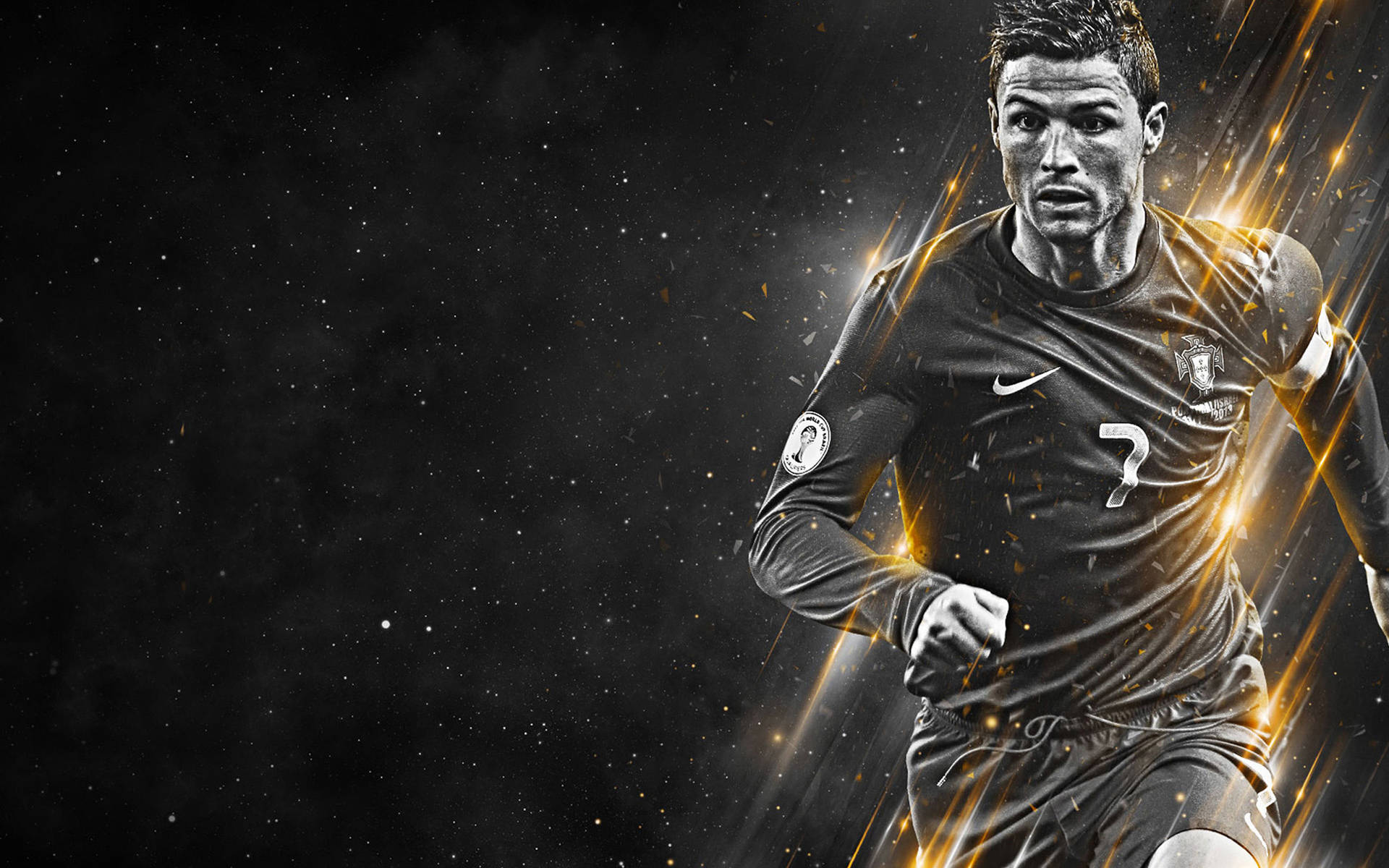 Cristiano Ronaldo svart og gull bakgrunnsbilde.
