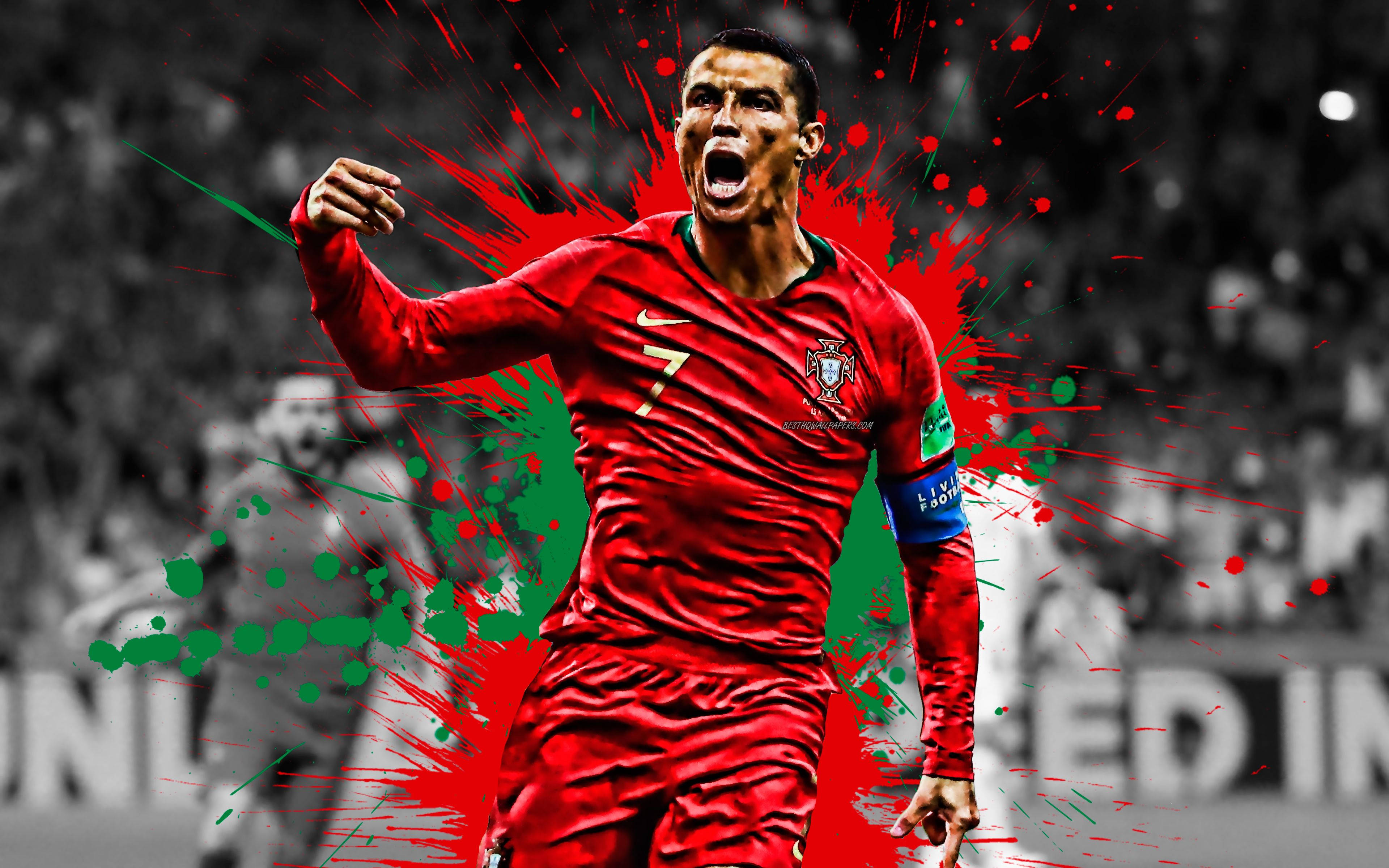 Cristiano Ronaldo kul rød og grønn design Bakgrunner