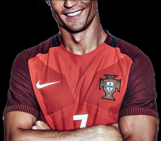 Cristiano Ronaldo smiler i Portugal-trøye Bakgrunner