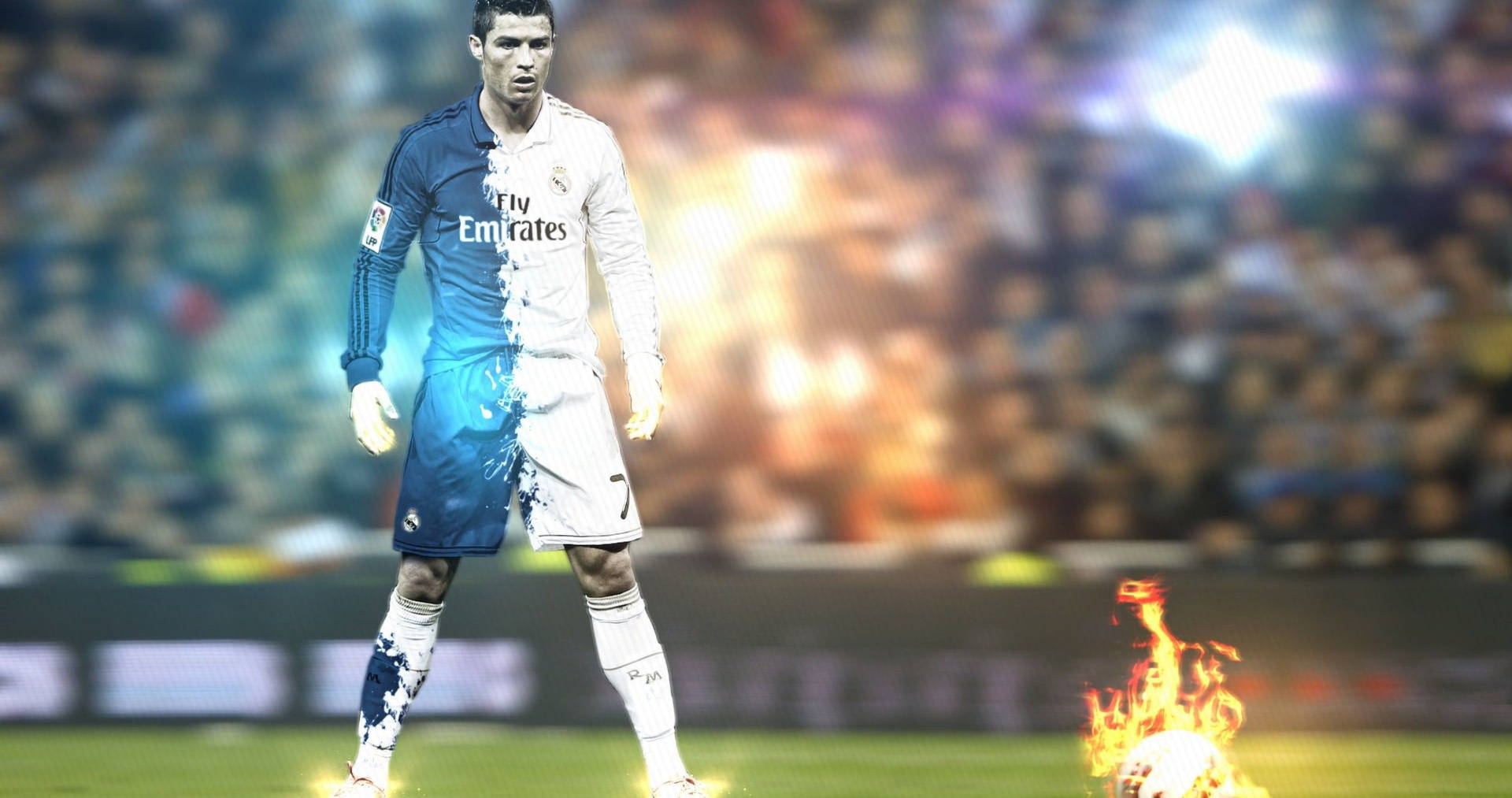 Cristiano Ronaldo intenst kunstverk-bakgrunn.