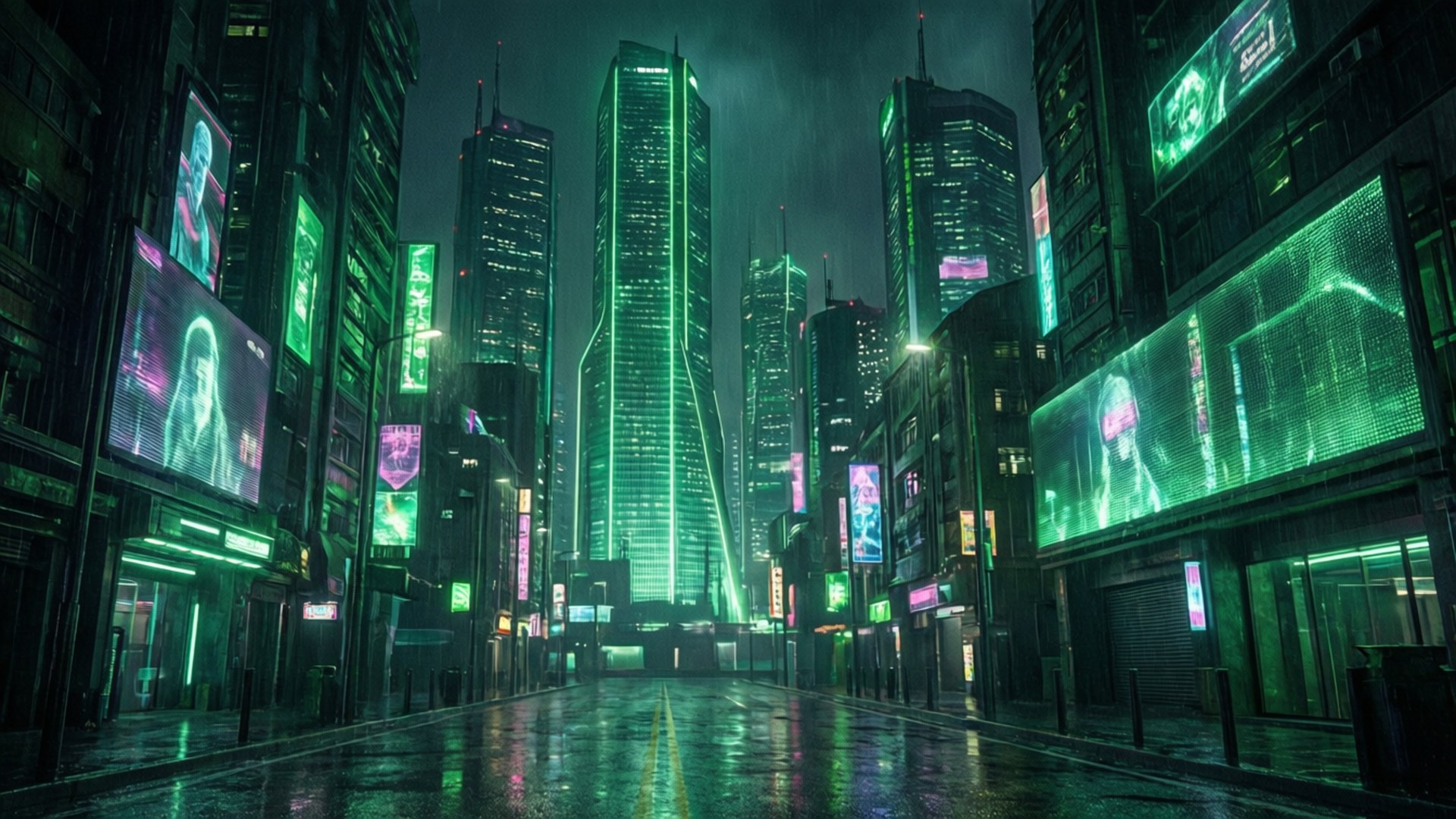 Cyberpunk Grønn Bakgrunner