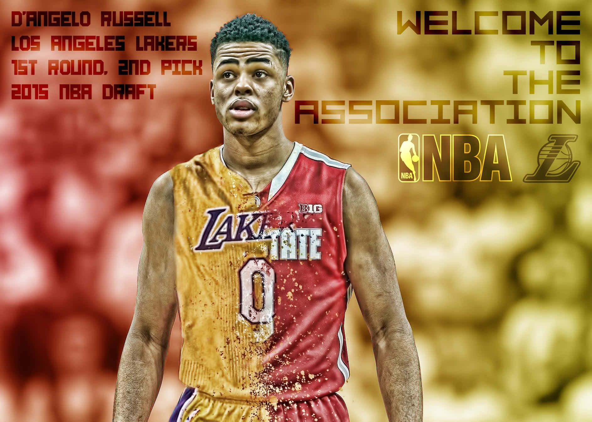 D'Angelo Russell Rød Gul Bakgrunner