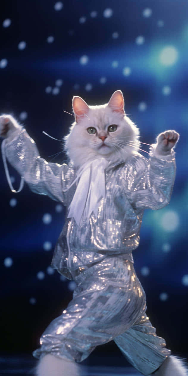 Dansende katt i glitrende antrekk Bakgrunner