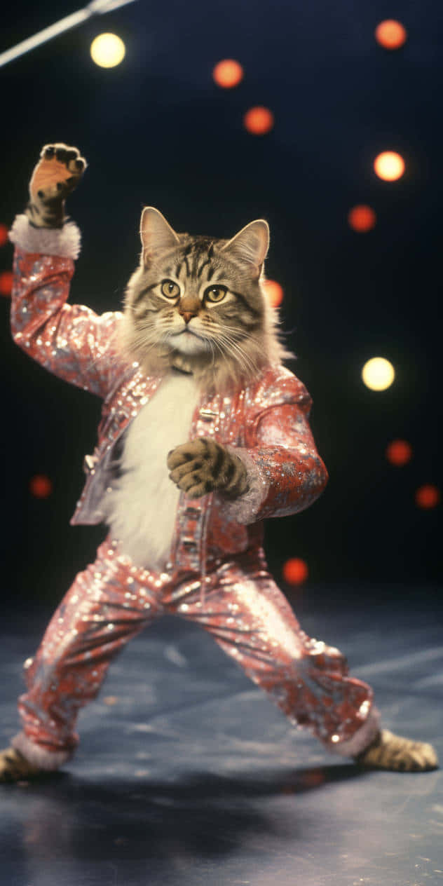 Dansende katt i glitrende kostyme Bakgrunner