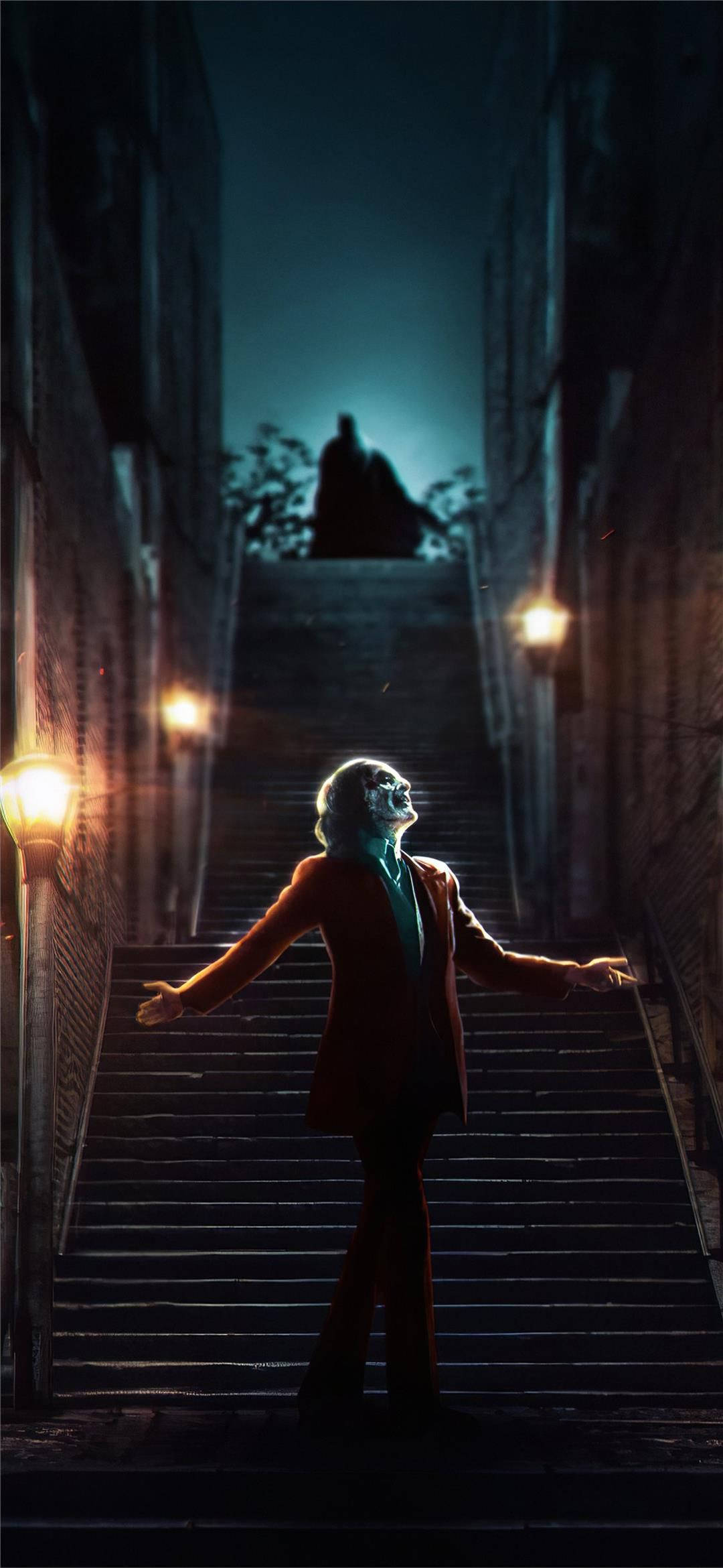 Dansende klovn på trapp Joker 2019 Bakgrunner