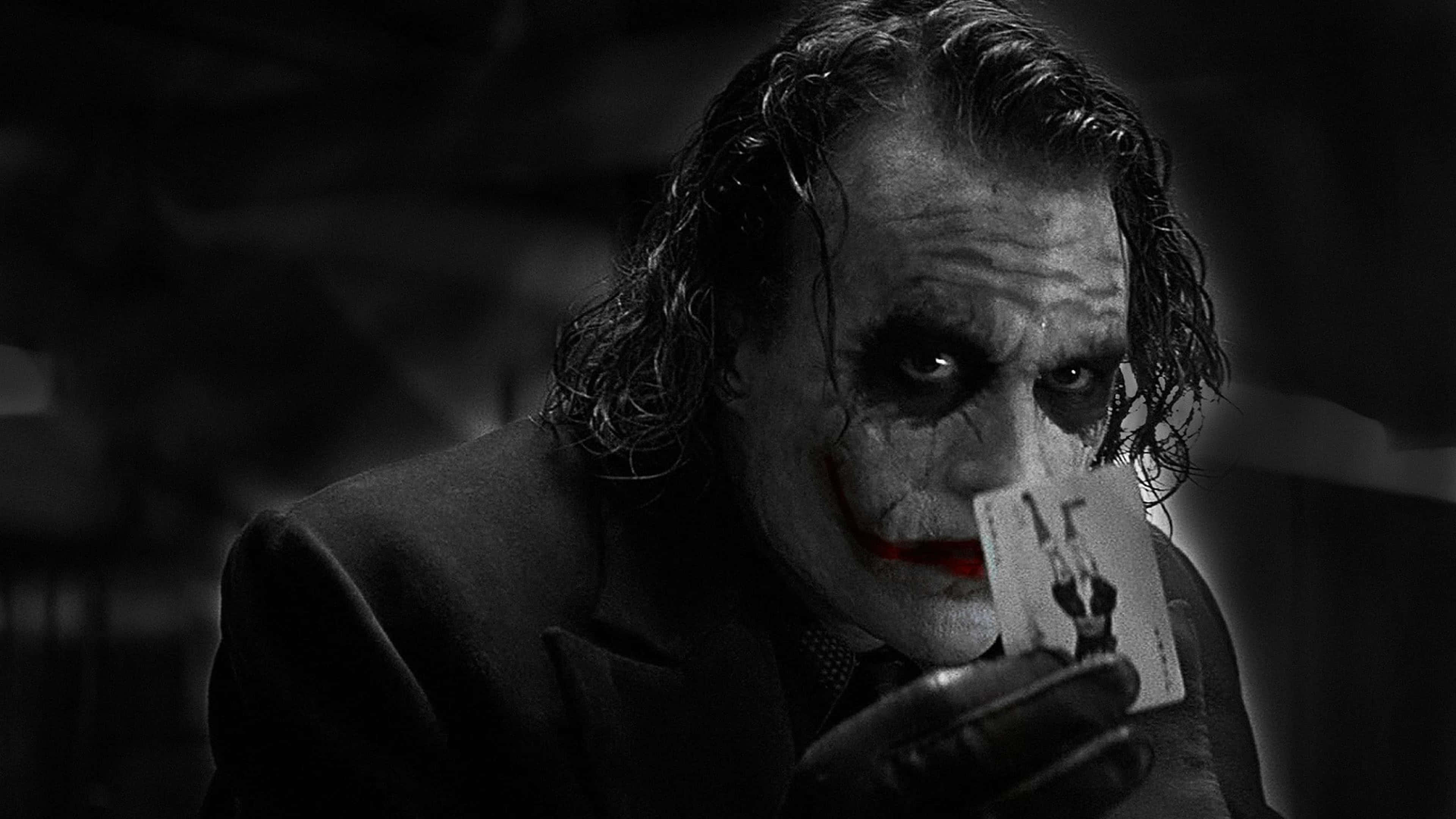 Dark Knight Joker i 4K Ultra HD svart-hvitt plakat Bakgrunner