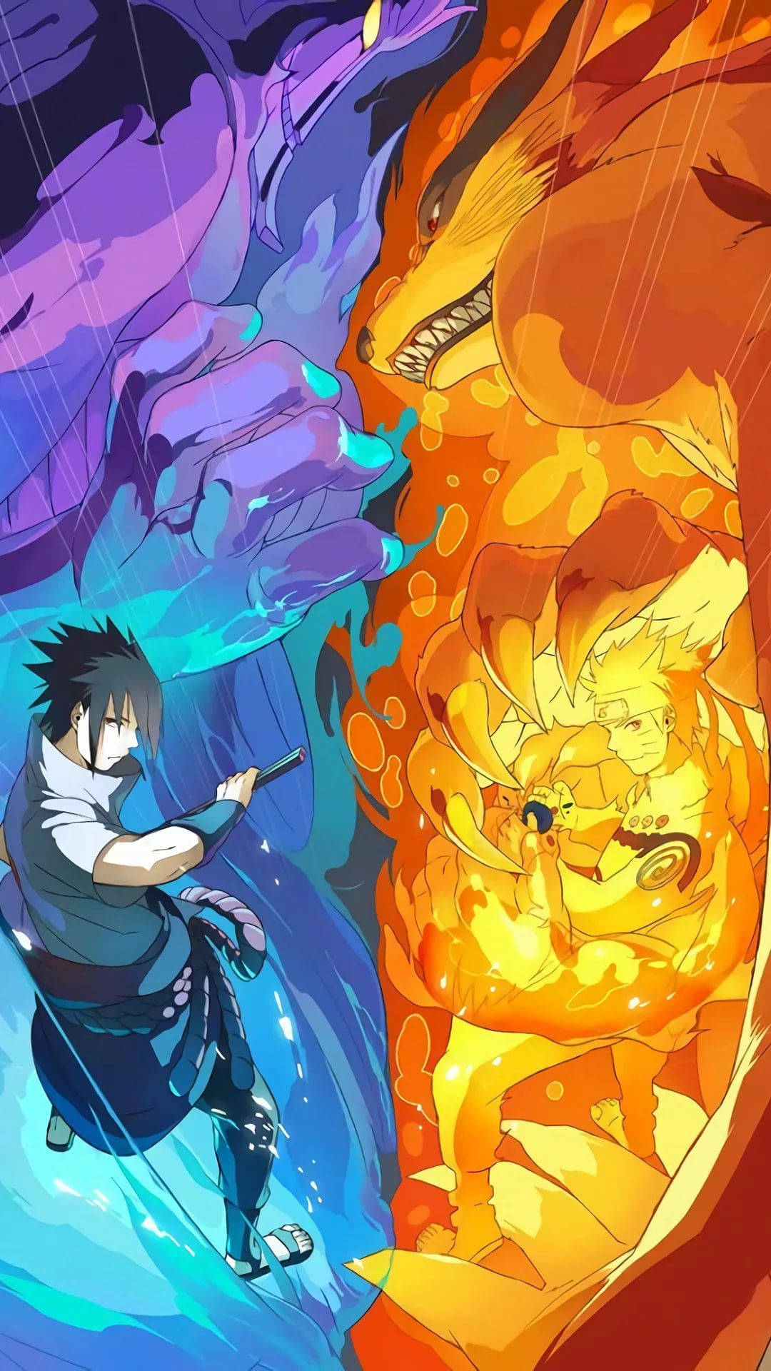 Dark og Nine Tails Chakra Sasuke Naruto iPhone Bakgrunner