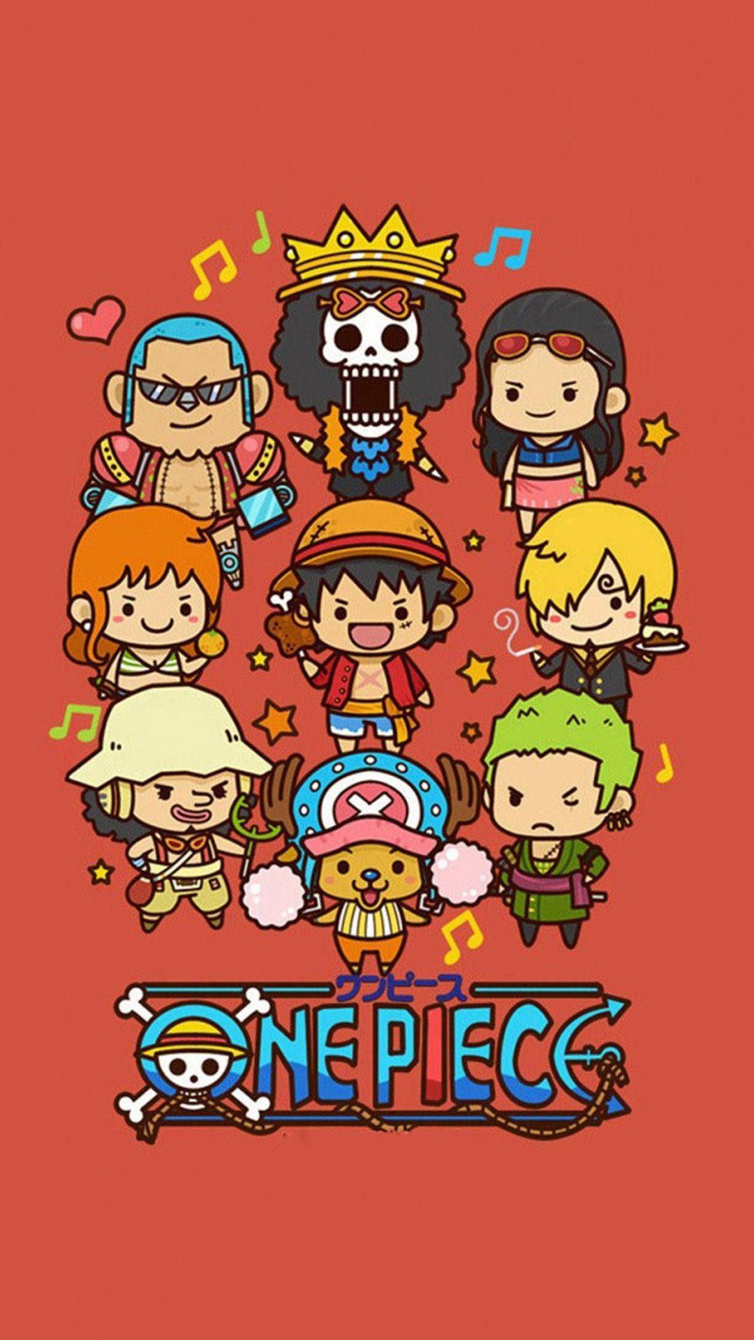 One Piece Chibi-karakterer-bakgrunnsbilde