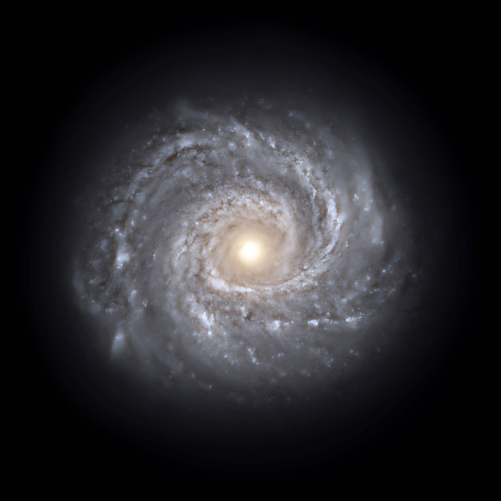 En fantastisk bakgrunn av spiralgalakse, stjerner og himmellegeme.